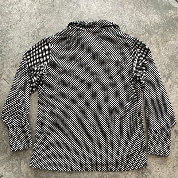 Vintage 60s 70s Bradley Black White Polka Dot Retro Button Up Shirt Medium - Picture 6 of 9